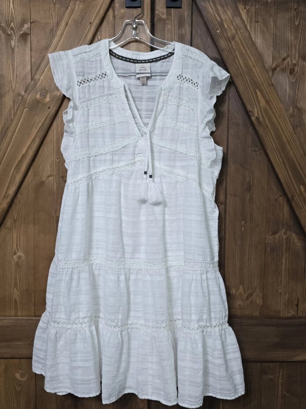White Gauze Tiered Boho Midi Dress